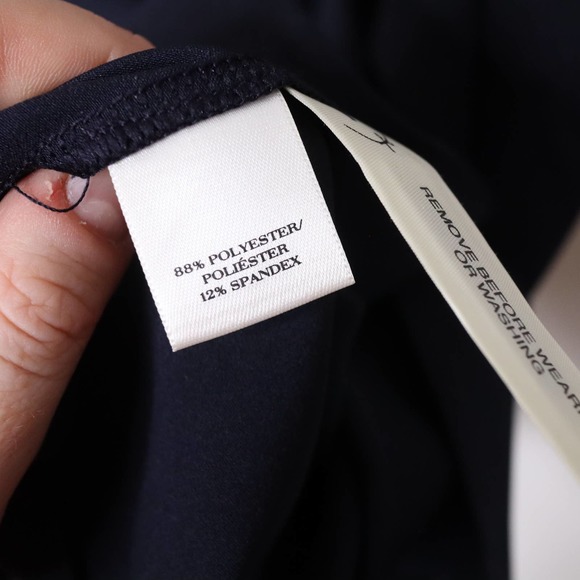 ANN TAYLOR NEW Seasonless Stretch Sheath Dress V Neck Sleeveless Navy 6 - Picture 7 of 8